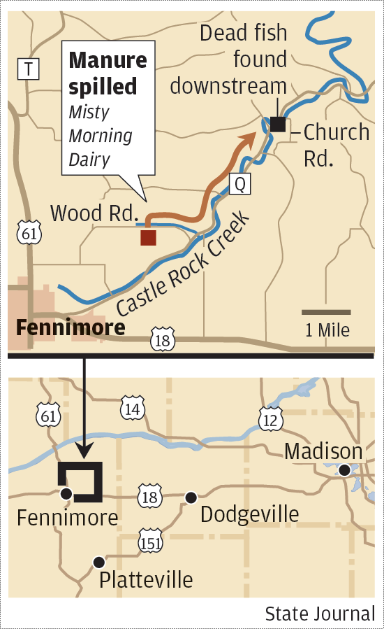 Castle Rock River manure spill map